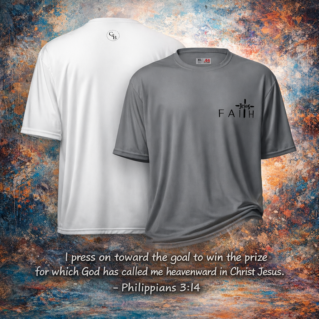 Unisex performance crew Faith Black Lettering neck t-shirt