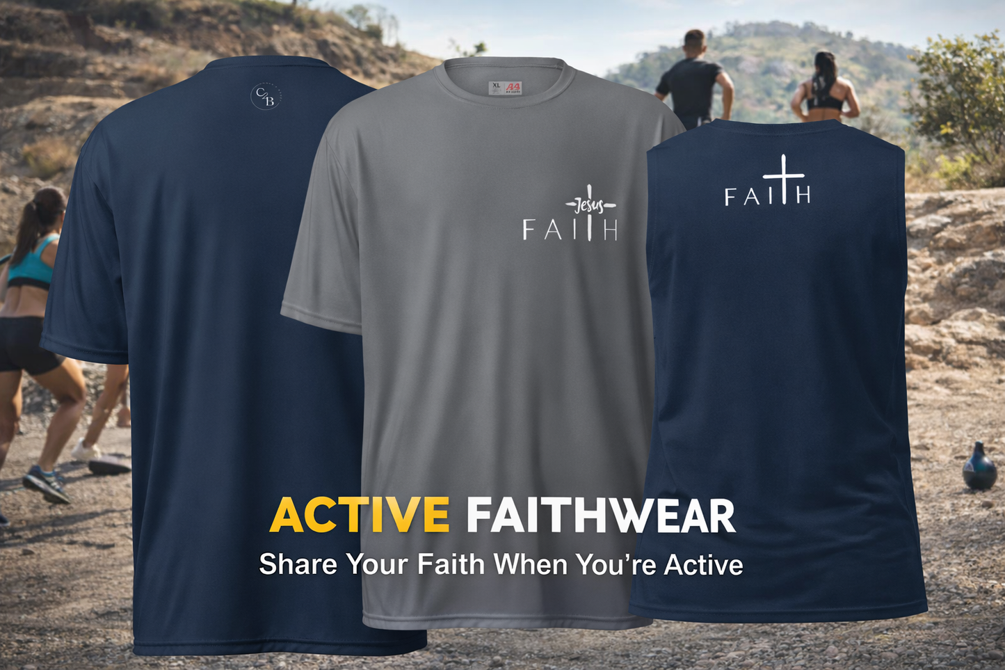 Unisex performance crew Faith White Lettering neck t-shirt