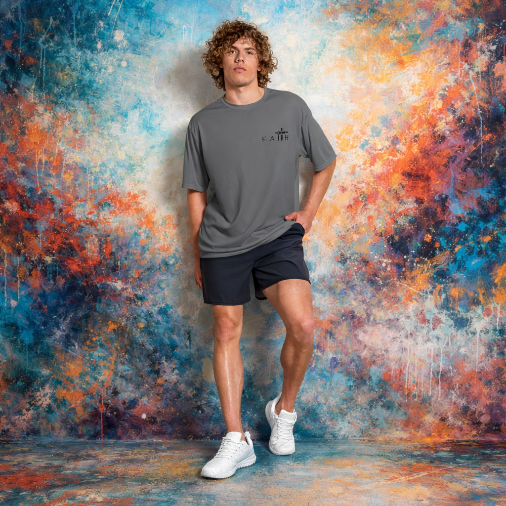 Unisex performance crew Faith Black Lettering neck t-shirt