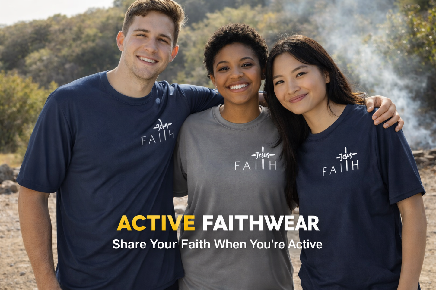 Unisex performance crew Faith White Lettering neck t-shirt