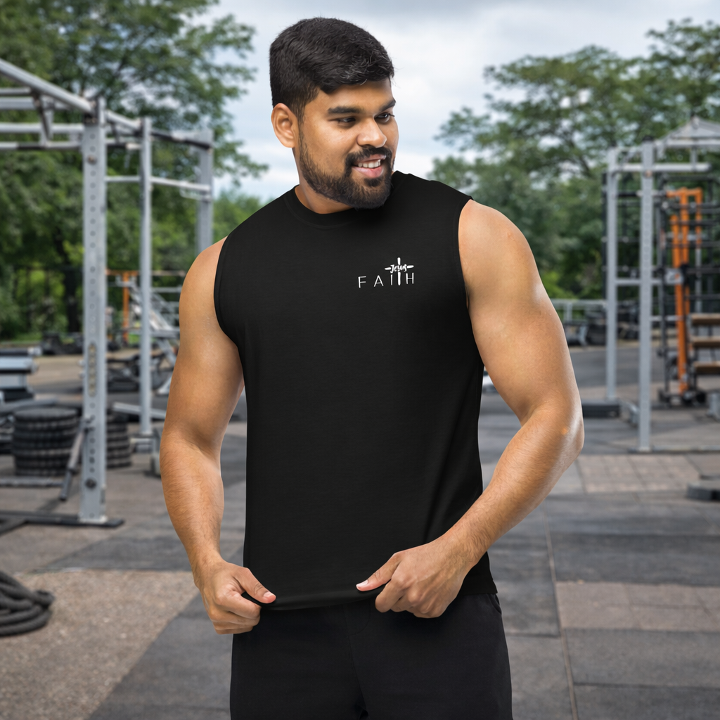 Keep the Faith Unisex Black Muscle Shirt